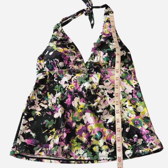 Love your Assets SARAH Blakely Halter Tie Tankini Swim Top Size Small Floral - Picture 13 of 13